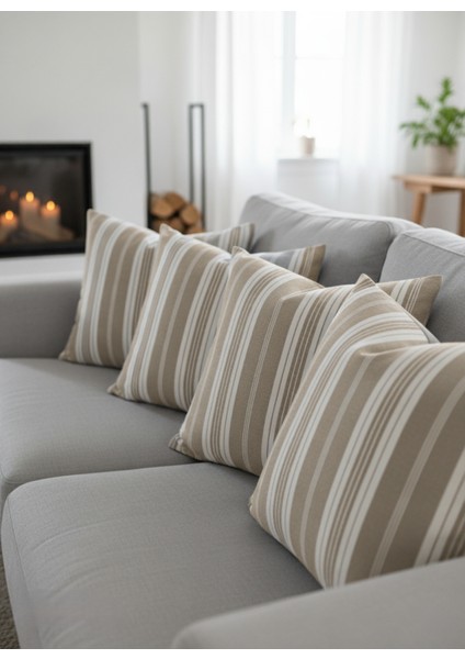 Fransız Köylüler Rustik Dekoratif 4'lü Yastık Kırlent Kılıfı Takımı