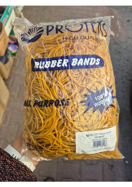 500 gr Paket Lastiği – 70 mm Çevre, %100 Kauçuk, Toptan Lastik Bant (Rubber Bands)