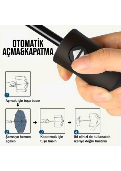 Lacivert Otomatik Kompakt Şemsiye, Güçlendirilmiş 8 Tel Yapısı, Yağmur Koruma fırsatları