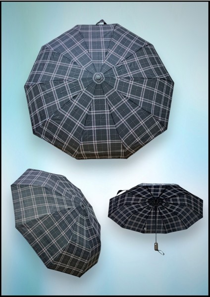 Renkli Otomatik Fiber Gövde 10 Telli Rüzgarlı Şemsiye