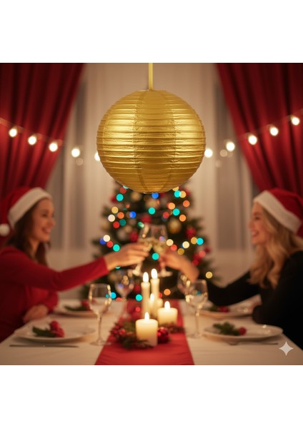 20 cm – Metalik Altın Gold Küçük Japon Feneri Çin Feneri Parti Dekorasyonu
