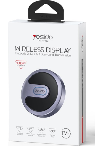 Yansıtma Cihazı Yeni Nesil Projektör 1080P Kablosuz Görüntü Aktarım Cihazı Çift Kanal Wifi Tablet Tv