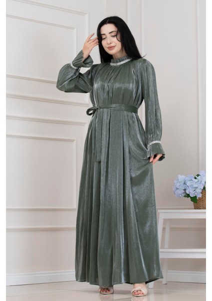 Simli Taşlı Abiye Elbise-Mint Yeşili modelleri
