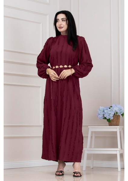 Fırfır Detaylı Rüya Elbise-Bordo fiyatları