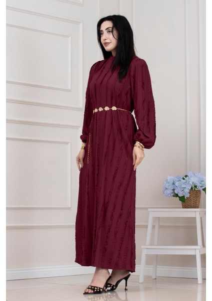 Fırfır Detaylı Rüya Elbise-Bordo modelleri