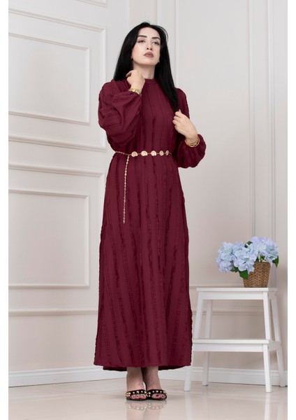 Fırfır Detaylı Rüya Elbise-Bordo fırsatları