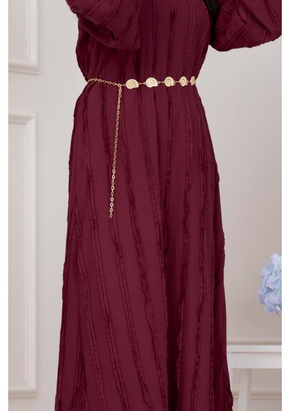 Fırfır Detaylı Rüya Elbise-Bordo indirimleri