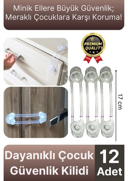 Yeni Ayarlanabilir Dolap Çekmece Kapağı Koruma Aparatı Çocuk Bebek Güvenlik Kilidi 12 Adet 17 cm