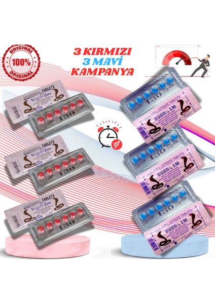 Vegakırmızı 3+3 VEGAMAVI_130MG_COBRA_130_MG_HAP 130 Mg 6x6 Dizi(Toplam 36 Tablet Kullanım) Cobra_hap Kobrahap Kırmızı_kobra Geciktiricili8 Geciktirme8 CIALIS130 Etkili_uzun_süre_kullanım Erkekleriçin