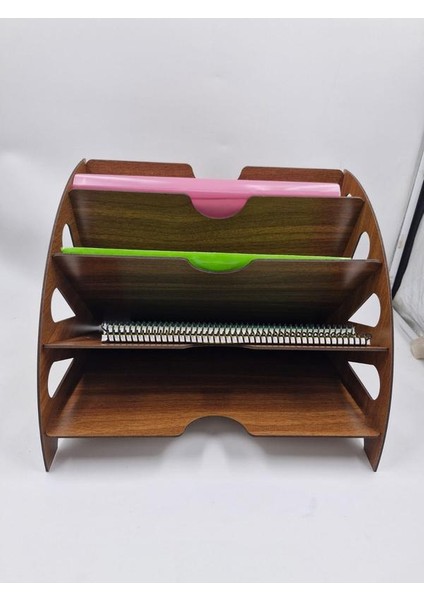 Ahşap Ev Ofis Çalışma Masası Dayanıklı 5 Bölmeli Evrak Rafı Dosya Düzenleyici Demonte Ürün Ceviz Re fiyatları