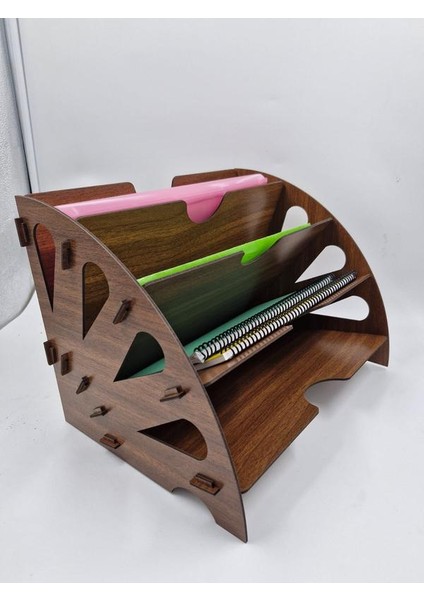 Ahşap Ev Ofis Çalışma Masası Dayanıklı 5 Bölmeli Evrak Rafı Dosya Düzenleyici Demonte Ürün Ceviz Re modelleri