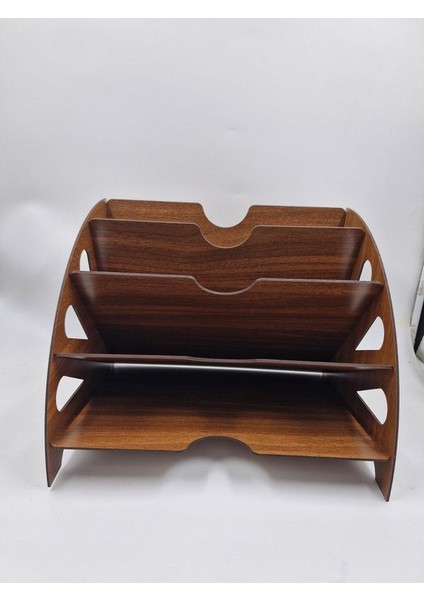 Ahşap Ev Ofis Çalışma Masası Dayanıklı 5 Bölmeli Evrak Rafı Dosya Düzenleyici Demonte Ürün Ceviz Re fırsatları