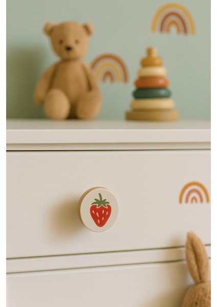 Çilek Desenli Ahşap Mobilya Kulbu fiyatları