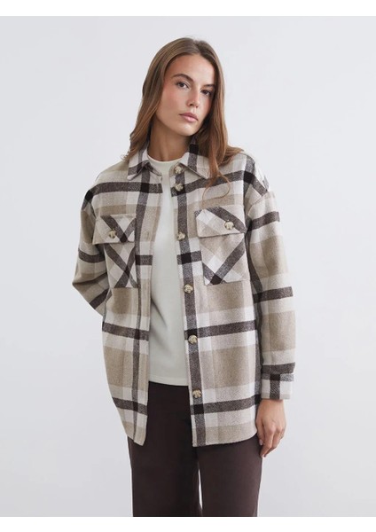 Ekose Oversize Kadın Gömlek (W5)