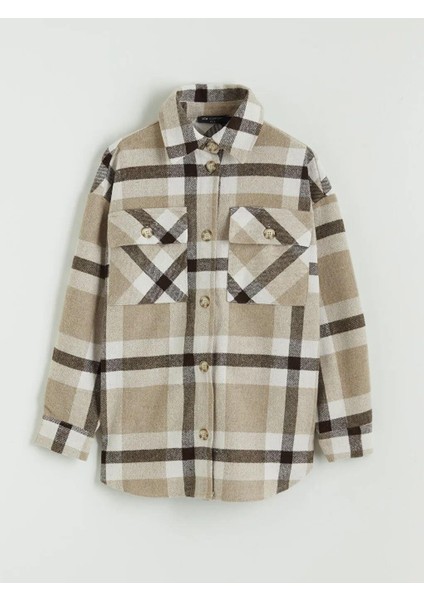 Ekose Oversize Kadın Gömlek (W5) indirimleri