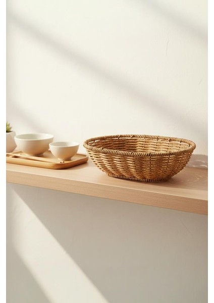 Rattan Piknik Hasır Ekmek Sepeti Meyve Sebze Sepeti Plastik Örme modelleri