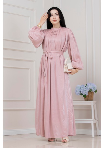 Balon Kol Taşlı Şimal Abiye-Gül Kurusu