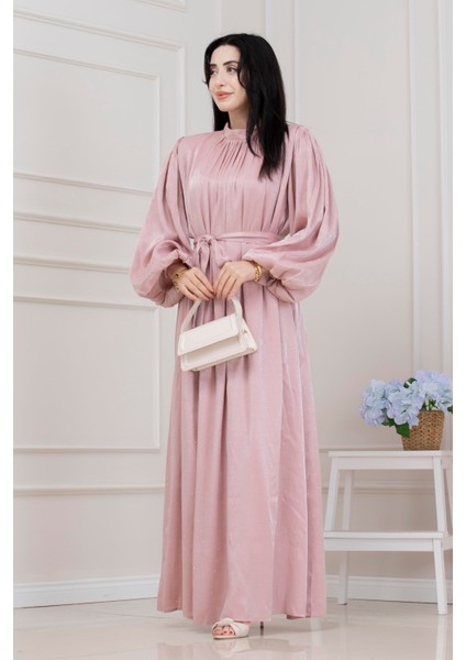 Balon Kol Taşlı Şimal Abiye-Gül Kurusu modelleri