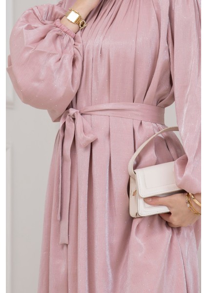 Balon Kol Taşlı Şimal Abiye-Gül Kurusu fırsatları