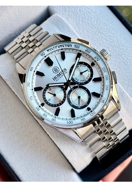 Multifonksiyon Erkek Kol Saati 3 Atm Gümüş Renk Faturalı Bileklik Hediyeli HMSB14EG