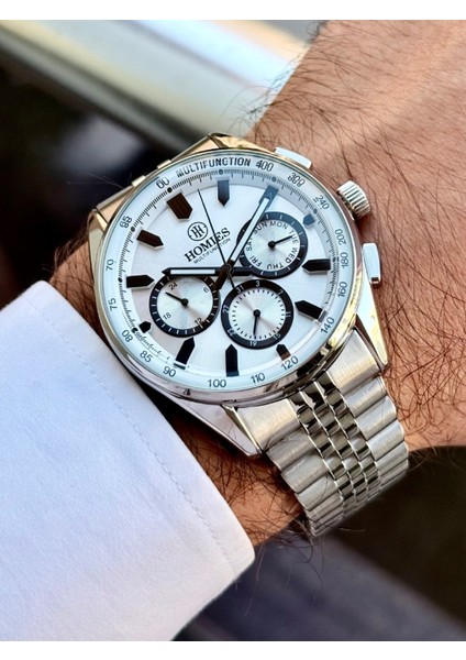 Multifonksiyon Erkek Kol Saati 3 Atm Gümüş Renk Faturalı Bileklik Hediyeli HMSB14EG modelleri