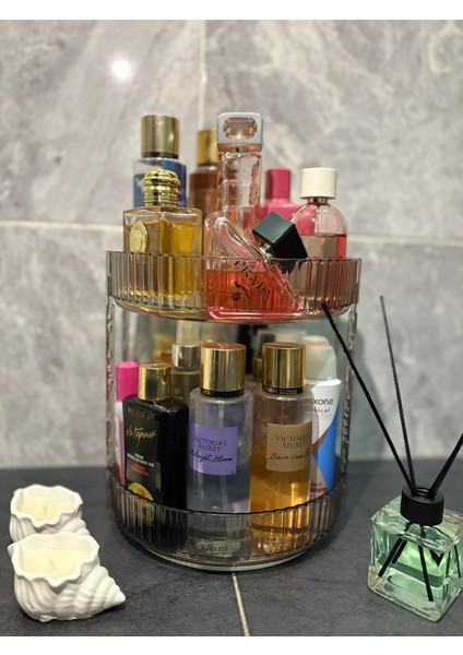 Makyaj Organizer Kozmetik Organizer Takı Organizer 2 Katlı 360 Dönerli Mutfak ve Banyo Düzenleyici