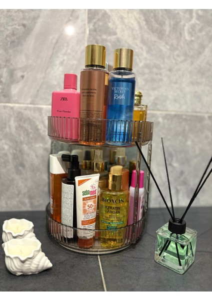 Makyaj Organizer Kozmetik Organizer Takı Organizer 2 Katlı 360 Dönerli Mutfak ve Banyo Düzenleyici fiyatları
