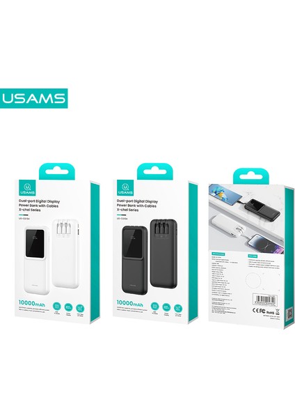 CD194 10000 Mah Powerbank | Dijital Ekranlı | 2 Port Hızlı Şarj | 5 Cihaza Kadar Aynı Anda | Dahili Kablolu Taşınabilir Şarj Cihazı