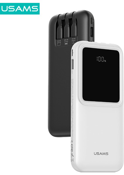 CD194 10000 Mah Powerbank | Dijital Ekranlı | 2 Port Hızlı Şarj | 5 Cihaza Kadar Aynı Anda | Dahili Kablolu Taşınabilir Şarj Cihazı