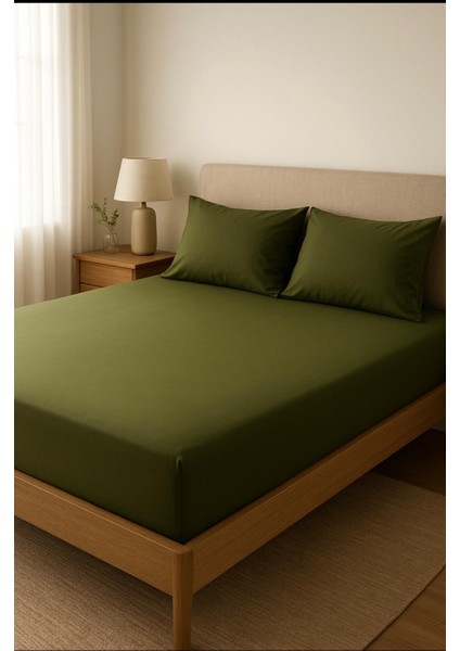 Pamuklu Lastikli Çarşaf Ve2 Adet Yastık Kılıfı