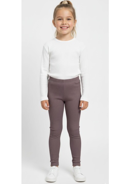 Kız Çocuk Pamuklu Likralı Şardonlu Mevsimlik Tayt