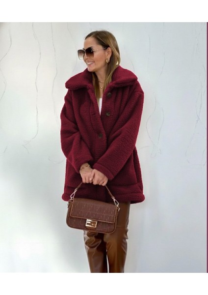 Kadın Uzun Kollu Yakalı Önden Düğmeli Welsoft Kaban