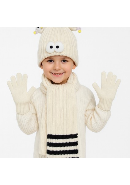 Göz Detaylı Unisex 3'lü Çocuk Bere Takım fiyatları