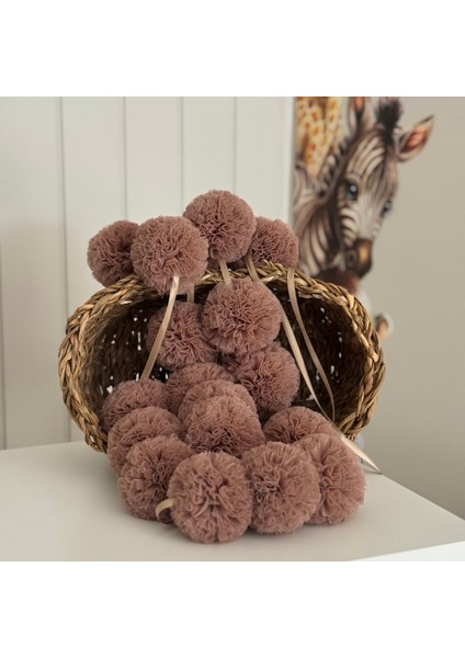 Kahverengi Sıralı Ponpon Mini Ponpon