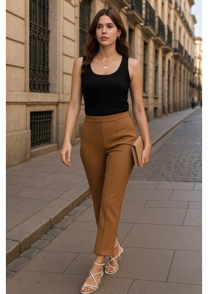 Kadın Yüksek Bel Ithal Krep Pantolon fiyatları