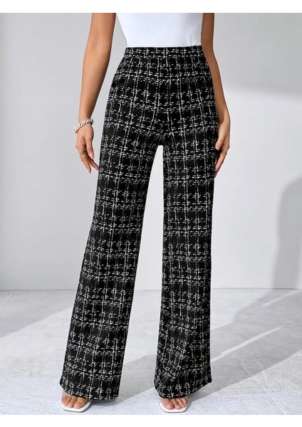 Kadın Yüksek Bel Paçaya Doğru Geniş Dokuma Pantolon fiyatları