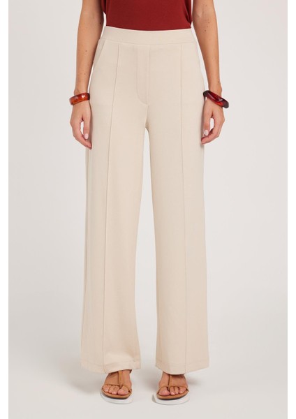 Kadın Relax Fit Rahat Kesim Modal Kumaş Yüksel Bel Geniş Paça taş Pantolon