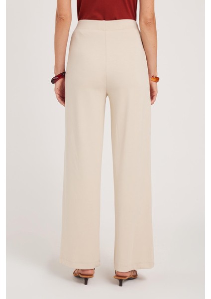 Kadın Relax Fit Rahat Kesim Modal Kumaş Yüksel Bel Geniş Paça taş Pantolon