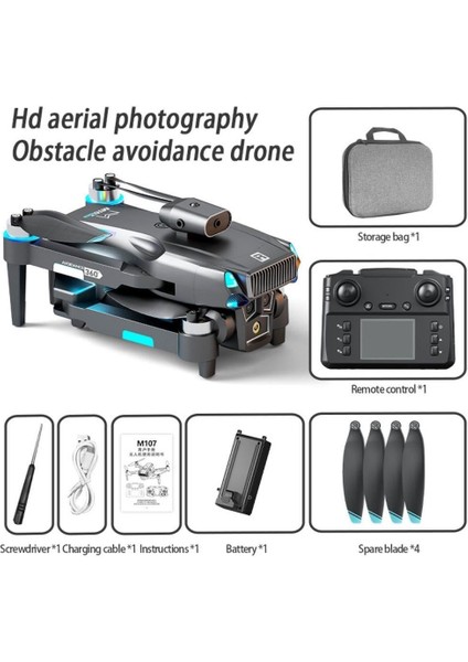 D9 Drone,fırçasız Motorlu,90° Elektrikli Kamera, Tek Tuş Kalkış–iniş LED Işıklı 4K Akıllı Drone