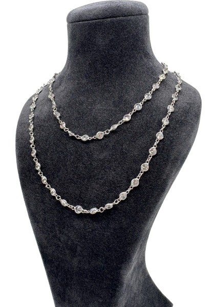 Gümüş Zincir Taşlı Kolye