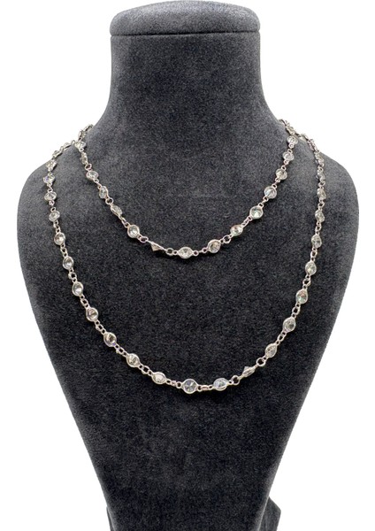 Gümüş Zincir Taşlı Kolye modelleri