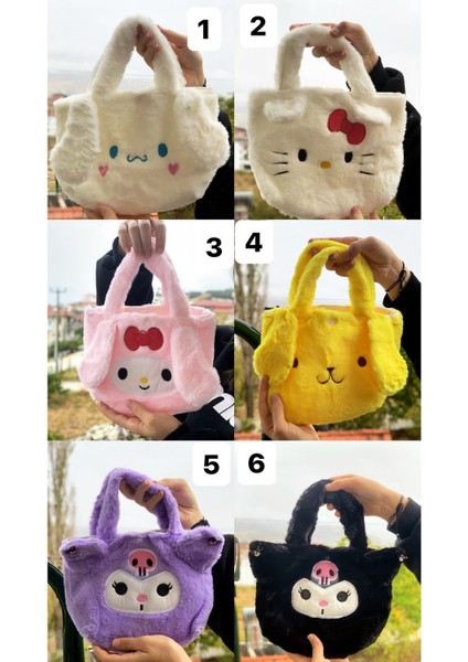 1 Adet Sevimli Peluş Hello Kitty Cinnamaroll Karikatür Çanta