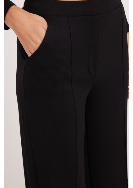 Kadın Relax Fit Rahat Kesim Modal Kumaş Yüksel Bel Geniş Paça siyah Pantolon modelleri