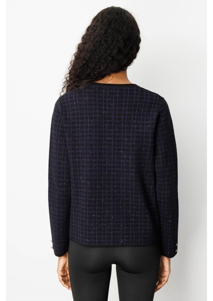 Kadın Triko Kareli Simli Ceket Siyah fırsatları