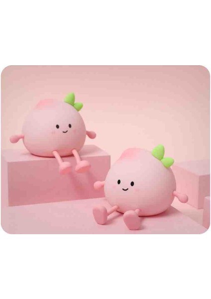 Çocuk Bebek Odası Gece Lambası LED Işıklı Silikon Sevimli Şeftali Figürlü Dokunmatik Şarjlı