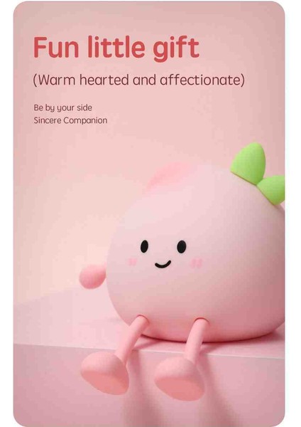 Çocuk Bebek Odası Gece Lambası LED Işıklı Silikon Sevimli Şeftali Figürlü Dokunmatik Şarjlı fiyatları