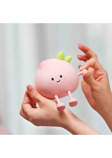 Çocuk Bebek Odası Gece Lambası LED Işıklı Silikon Sevimli Şeftali Figürlü Dokunmatik Şarjlı fırsatları