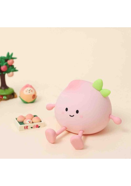 Çocuk Bebek Odası Gece Lambası LED Işıklı Silikon Sevimli Şeftali Figürlü Dokunmatik Şarjlı indirimleri