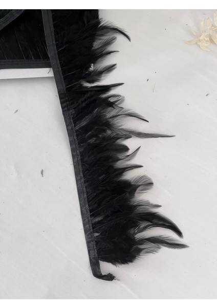 Şerit Halinde Horoz Tüyü - Şerit Tüy - 1 Metre - Siyah fiyatları