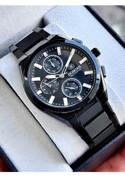 Multifonksiyon Erkek Kol Saati 3 Atm Siyah Renk Bileklik Hediyeli HMSK491